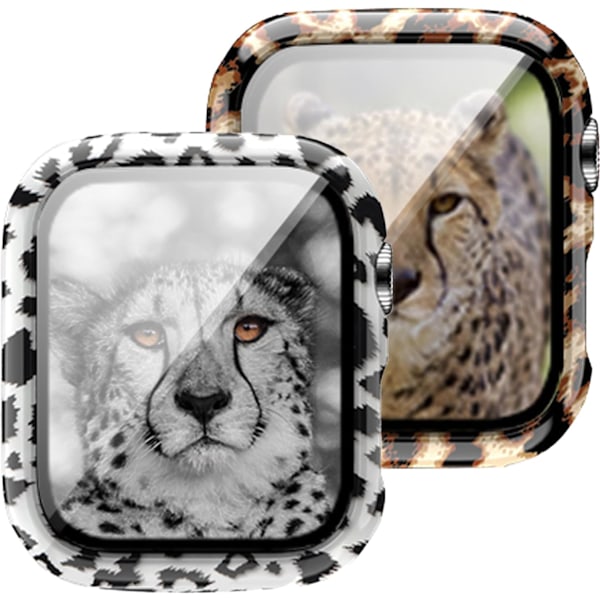 2-pack Blommigt Härdat Glas Skärmskydd Fodral för Apple Watch SE Serie 6 5 4 40mm 44mm Allround Hårt PC Stötfångarskydd Tåligt Stötskydd