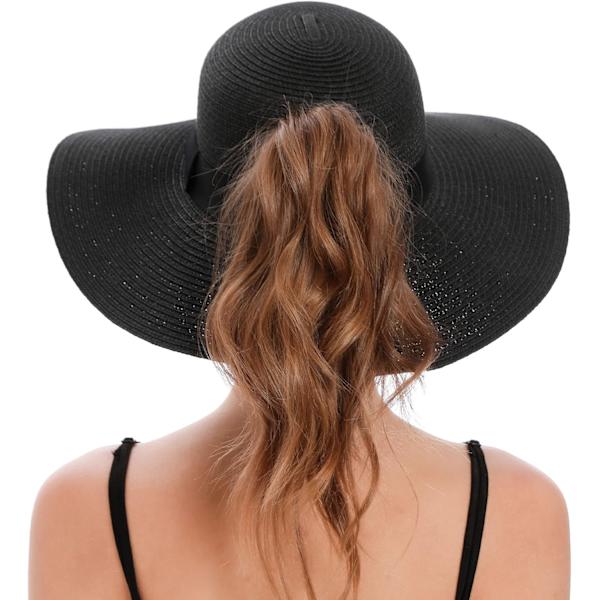 Solhattar för kvinnor UV-skydd Bred brätte Halmhatt Kvinnor Strandhattar Sommar