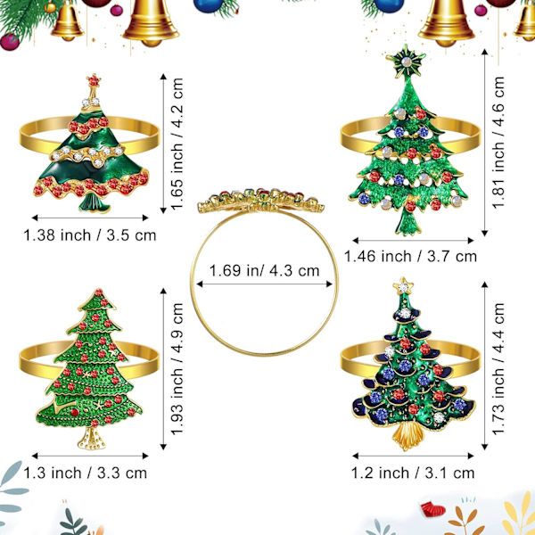 24 st julservettringar snöflinga servettringhållare julgran
