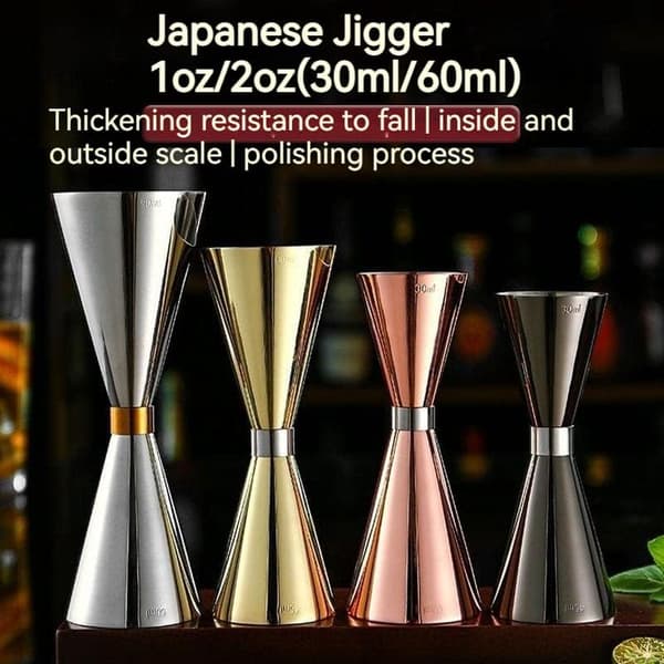 Jigger 2oz 1oz (60ml/30ml), Japansk jigger med invändiga graderingar, cocktailmätkopp jigger för