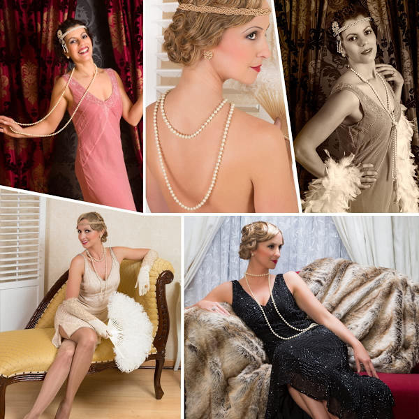 1920-talls falske flapper-perlekjede: 59 kostymesmykker\"
