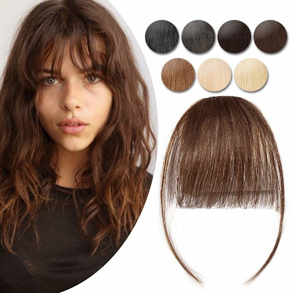 Clip In Bangs Människohår Extensions Real Clip On Front Fringe