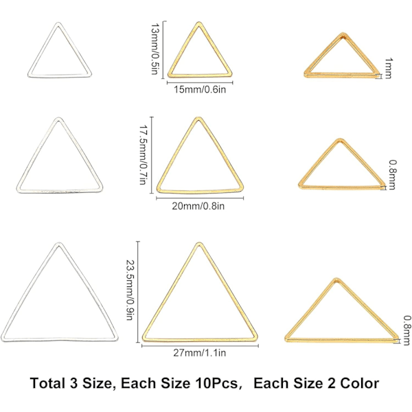 Trekantformede forbindelsesringe - Ørestik Charms Konnektor Links