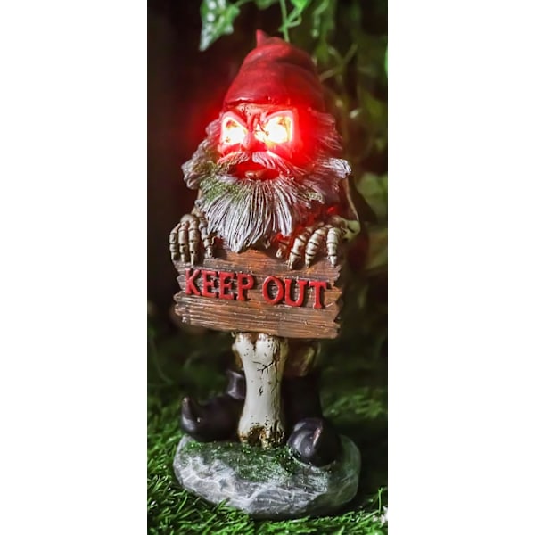 Ebros Gave Dag for de Døde Hold dig væk! Røv Nøgen Skelet Gnome, der holder skilt Statue med røde LED-lys øjne 9,75\" Høj     Hjem Terrasse Dekoration