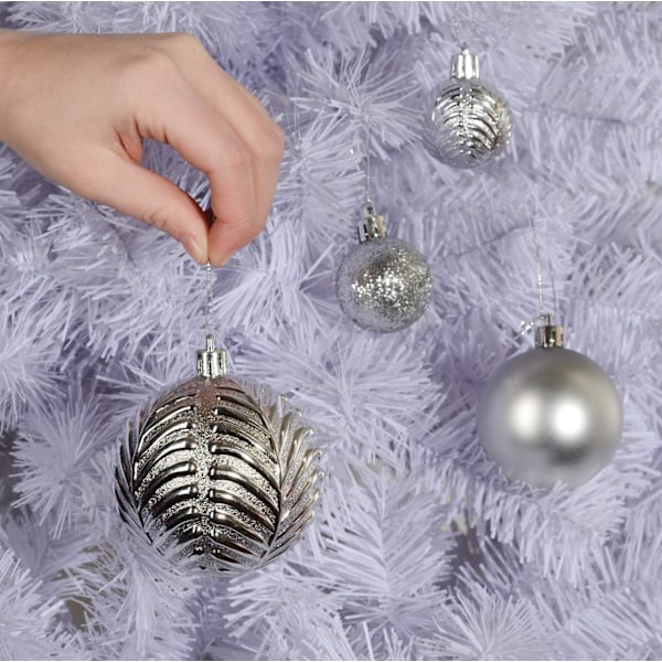 Julgransprydnader - Silver Christmas Ball Ornaments Set för jul,
