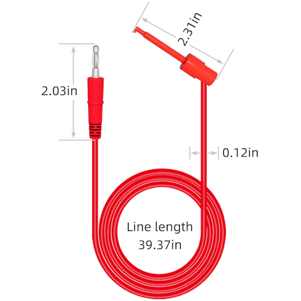 2 STK 4 mm bananplugg till minigrabber testkrokklämmor och testkablar (mjuk kopparkabel, 500V 5A)