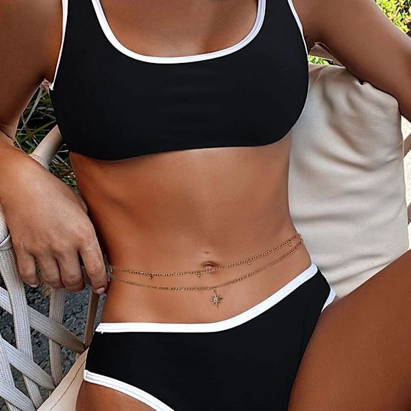 Lagdelt Perlekjede Gullstjerne Midjekjeder Rhinestone Body Chain
