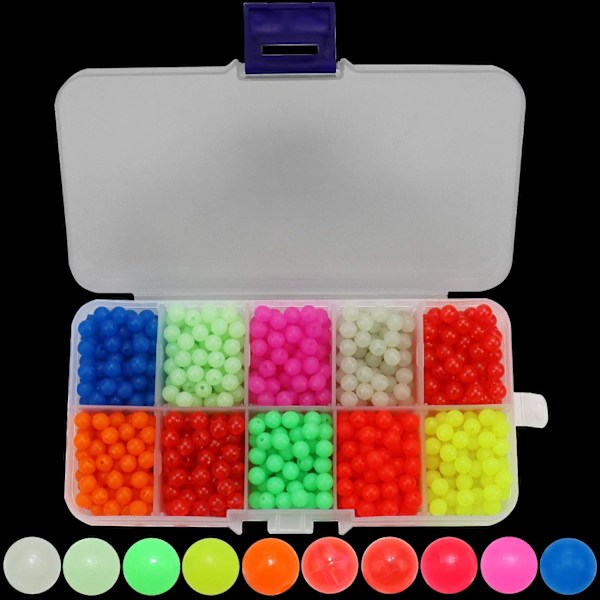 Fiskeperler 5 mm sortiment (1000 stk/boks) for rigger og fiskeliner