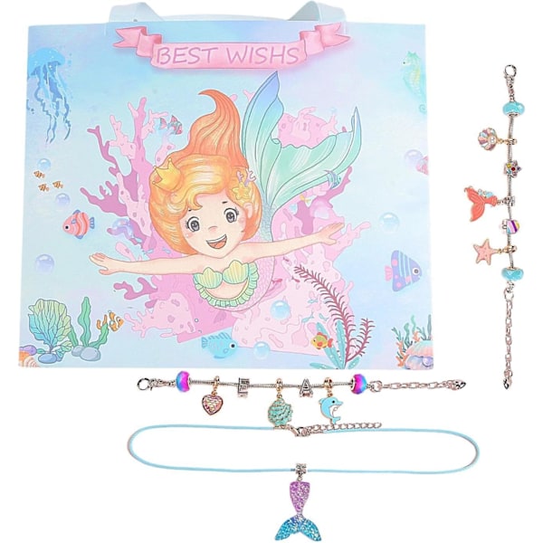 Sjöjungfru armband kit, sjöjungfru pärlor & charm armband gör-det-själv-kit, sjöjungfru pärlor sommar hav armband för födelsedag, påsk, jul sjöjungfru diy