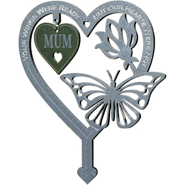Mindeplade Sommerfugl Ornament - Hjerteformet Havemindegave