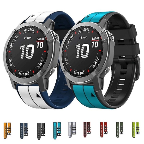 För Garmin Fenix 7x Solar 22mm Silikon Sport Tvåfärgad Klockarmband ILK Red-Black