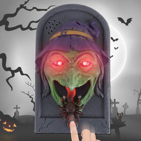Halloween Spøkelsesaktig Skummel Dørklokke Utendørsleker for Barn Trick or Treat Dørklokker Barn Utendørs Lekesett Barn Utendørsleker Animert Lys opp Dørklokke