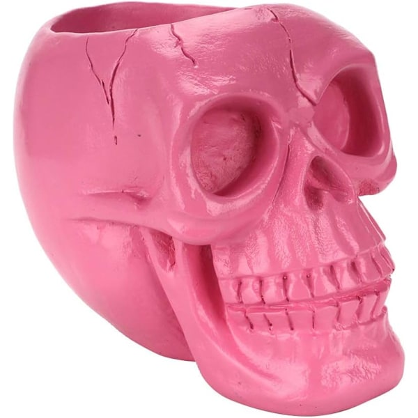 Mkeup børste orgnizer kraniehoved n holder blyantholder kop beholder orgnizer til hjemmekontor halloween borddekoration lyserød multi multi