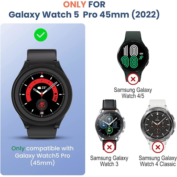 [6+6-pack] för Galaxy Watch 5 Pro 45 mm skärmskydd och case,