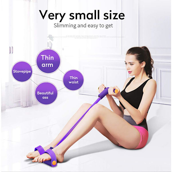 ECYC Ft Pedal Rll y Abdmen Trainer Telescpic Belt Handle Elastic Pull Rpe  Arm Leg Fitness Shaping Hme Sprts Sit-ups Yga High Elastic Purple