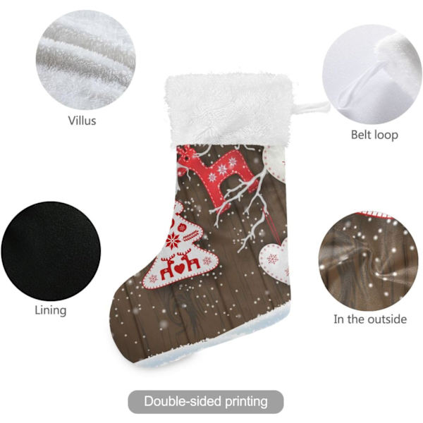 Julklapp, Personliga Julklappsstrumpor 2-pack Julren Braun Trä 45,7 cm Julstrumpor Hängande Ornament Eldstad för Träddekoration
