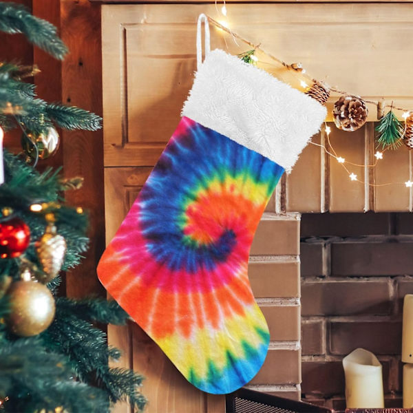 Jule-Strømpe, Personlige Jule-Strømper 2-pak Tie Dye Swirl Tema 45,7 cm Jule-Strømper Hængende Ornament Pejs til Trædekoration