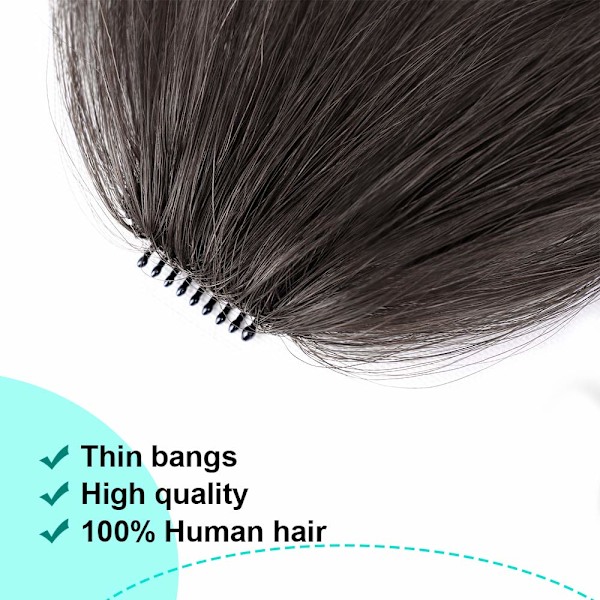Clip-in lugg 100% ekte hår extensions medium brun clip på lugg