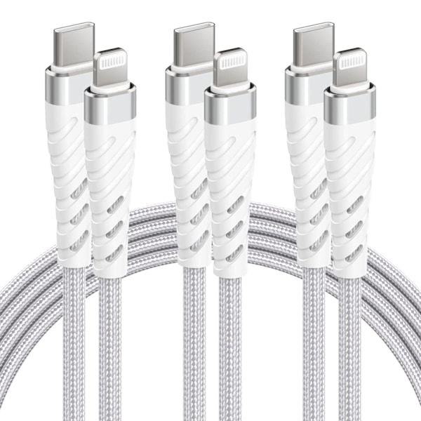 20W USB C til Lightning-kabel hurtigopladning 【3Pack-3Ft】