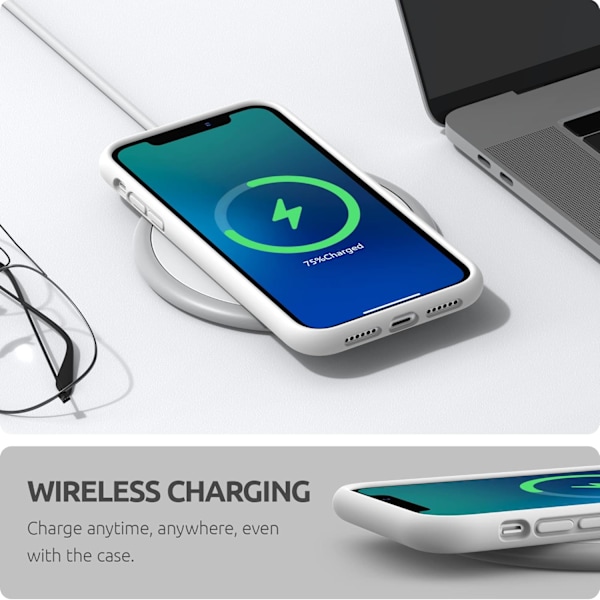 Kompatibel med iPhone 11 Skal 6.1 tum, Förtjockad Design Flytande Silikon Telefonskal (med Mikrofiberfoder) för iPhone 11 2019, Vit Vit