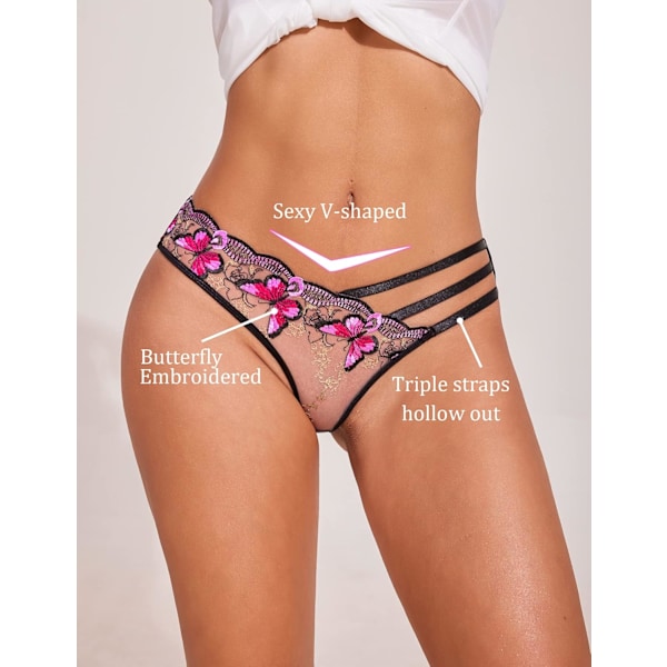 Sexy truser for kvinner Butterfly Broderte undertøy Mesh