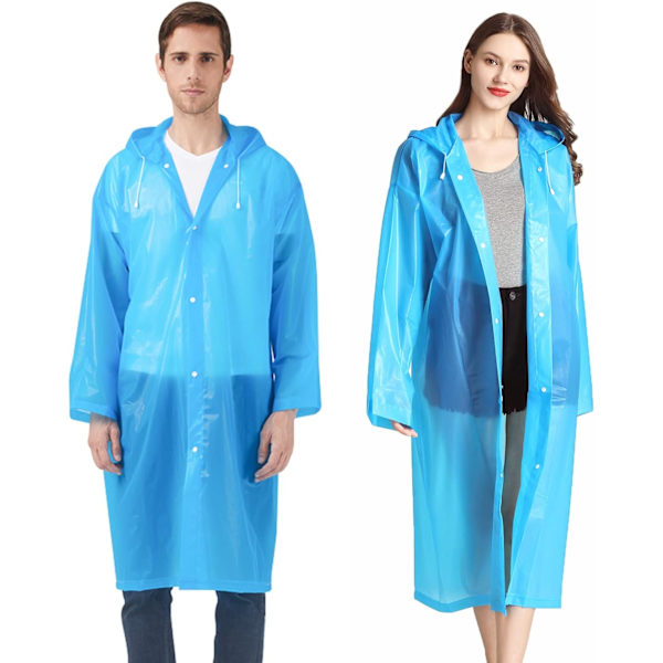 Regnponchos för vuxna. Återanvändbara regnrockar för kvinnor och män. 2-pack