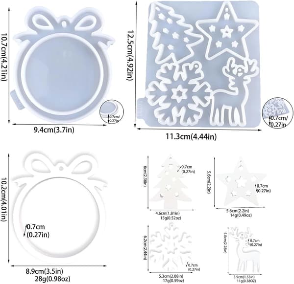 Julformar, jul-silikonform hänge, julgran snöflinga stjärna älg, silikonform för jul