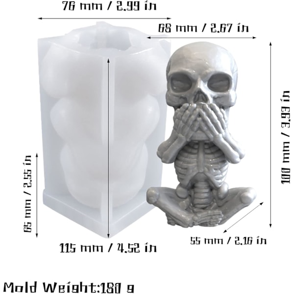 3D Kranieform Lys Form Kolonne Silikoneform