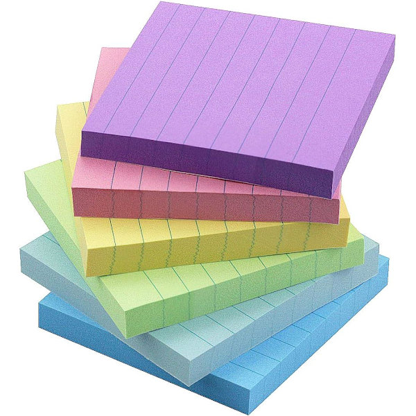 Candy Color Lined Sticky Notes - 6 Block, 3x3 tum