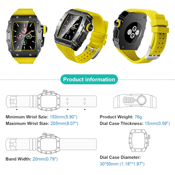 Slicone-rem + etui for Apple Watch Band 45mm 44mm