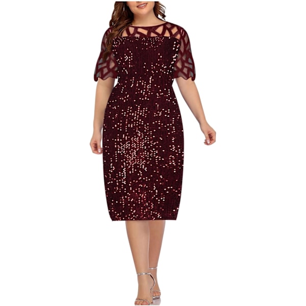 Cocktailkjoler til kvinder Fashion Plus Size Sequin Festkjole 3/4 ærmer