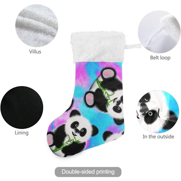 Julklapp, personliga julklappsstrumpor 2-pack Panda Skog Djur Regnbåge 18 tum Julstrumpor Hängande Ornament Eldstad för Träd