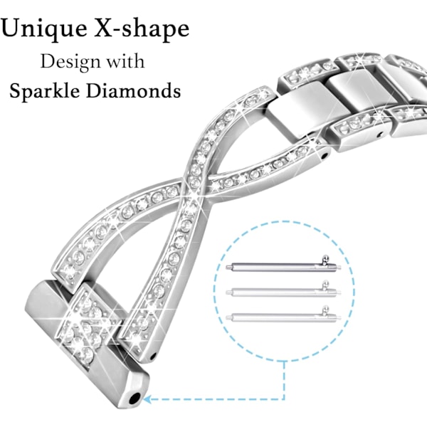 X-formad 20 mm klockarmband för Galaxy Watch 4 5 6 7 FE-band 40 mm 44 mm, damklockarmband i metall för klockarmband 7 6 5 4 Classic/5 Pro/Watch 3