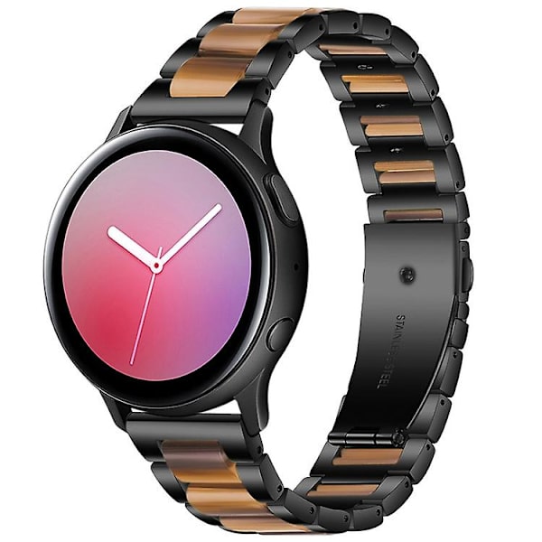 Til Garmin Venu/vivoactive 3 Music 20mm Universal Tre-perler rustfrit stål + Resin Watch Band DOV Black-Honey
