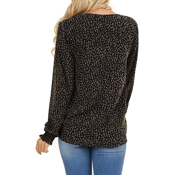 Kvinners Bluser Mote Lang Ermet V-hals Løs Tilfeldig Blomster Leopard
