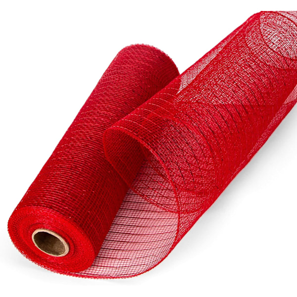 2 ruller rødt mesh-bånd, 10 tommer x 30 fod (10Yard) hver rulle, metallisk rød med