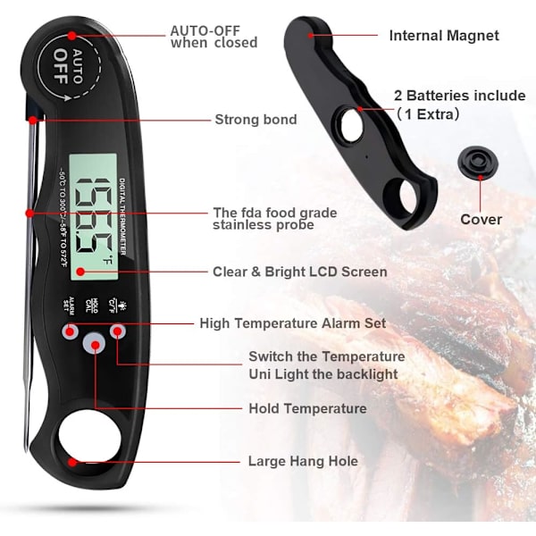 Direktläst Kötttermometer Dubbel Prob Ultrsnabb Bäst