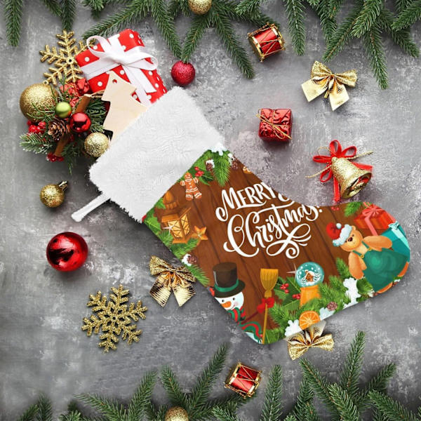 Julklapp, Personliga Julklappsstrumpor 2-pack Jultomten Snögubbe Pepparkaka 45,7 cm Julstrumpor Hängande Prydnad