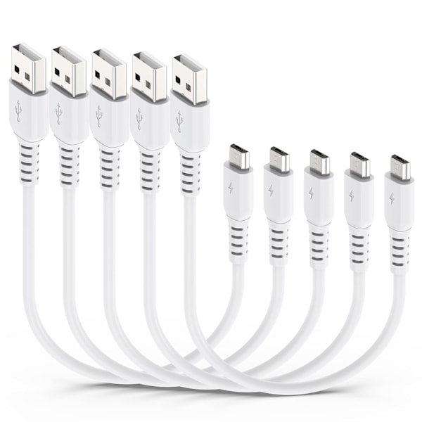 1FT Micro USB-kabel Kort. 5-pack USB till Micro USB-sladd Snabb