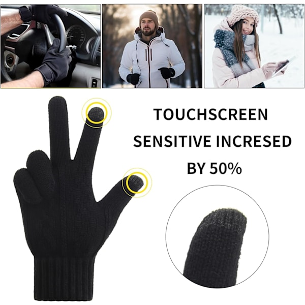 Vinter Touch Screen Termiske Handsker - Bløde Varme Strikkede Handsker