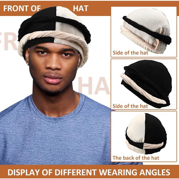 4 delar turban för män Twist Head Wraps för män Stretch