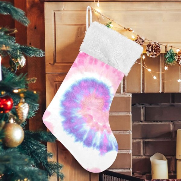 Julklapp, Personliga Julklappsstrumpor 2-pack Rosa Tie Dye 45,7 cm Julstrumpor Hängande Ornament Kamin för Träddekoration 17,7