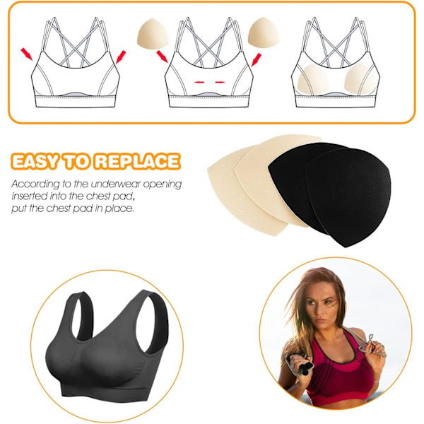 BH-puter Trekantinnlegg for kvinner Avtakbare Push Up Sport