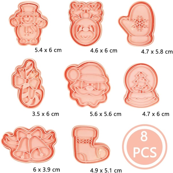 Jul Cookie Cutter Set (8 stycken) - Plast Cookie Cutters för festlig bakning