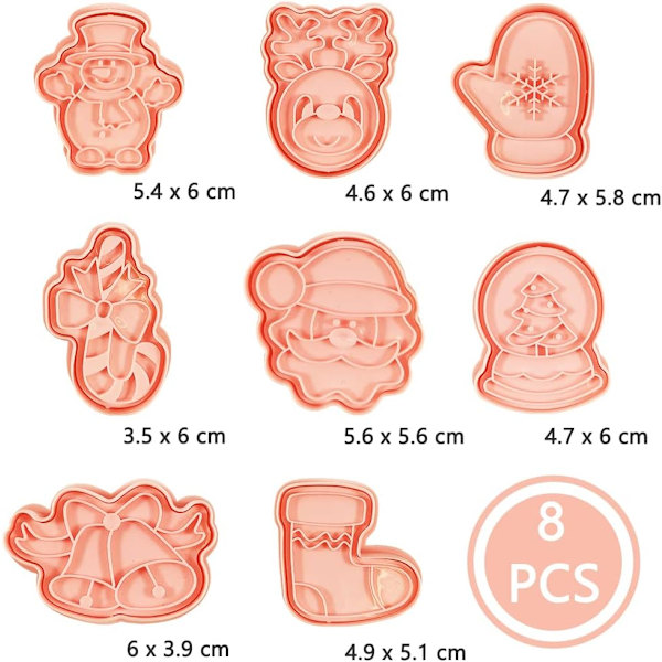 Julekakeformsett (8 stykker) - Plastkakeformer for festlig baking
