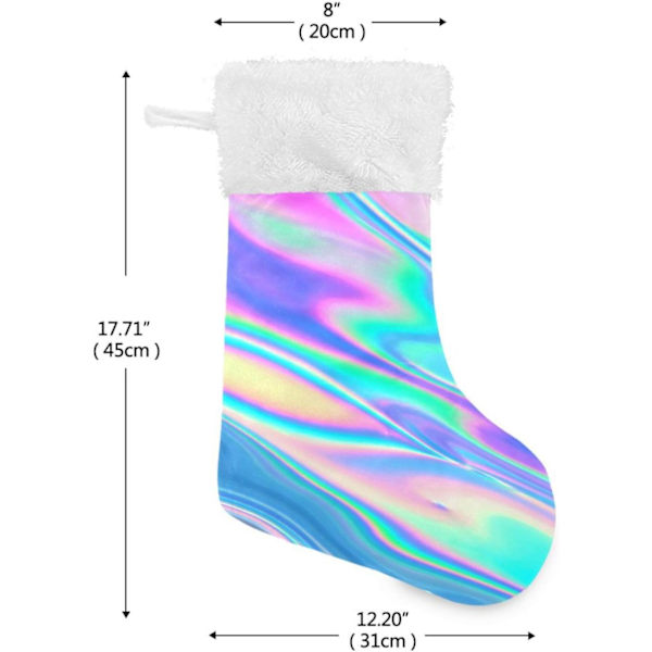 Julklapp, Personliga Julklappsstrumpor 2-pack Regnbåge Holografisk Färggradient Virvel Tie Dye 45,7 cm Julstrumpor Hängande