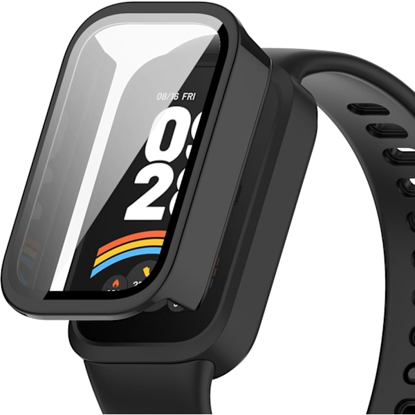 Kompatibelt skal för Xiaomi Smart Band 9 Active med inbyggt skärmskydd, full täckning, anti-repor, anti-fingeravtryck, mjukt TPU-skal passande för Xiaom