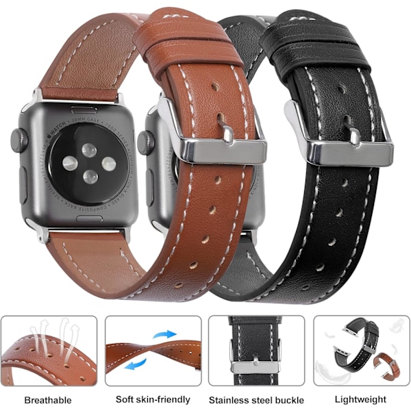 2-pakks rem kompatibel med Apple Watch Band 38mm 40mm 41mm for menn