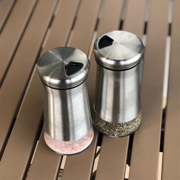 wxsp 2-pack Kryddburkar - Rostfritt stål och glas Salt- och pepparströare -