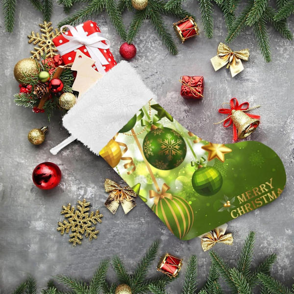 Julklapp, Personliga Julklappsstrumpor 2-pack Jul Snöflinga Boll Grön 18 tum Julstrumpor Hängande Ornament Kamin